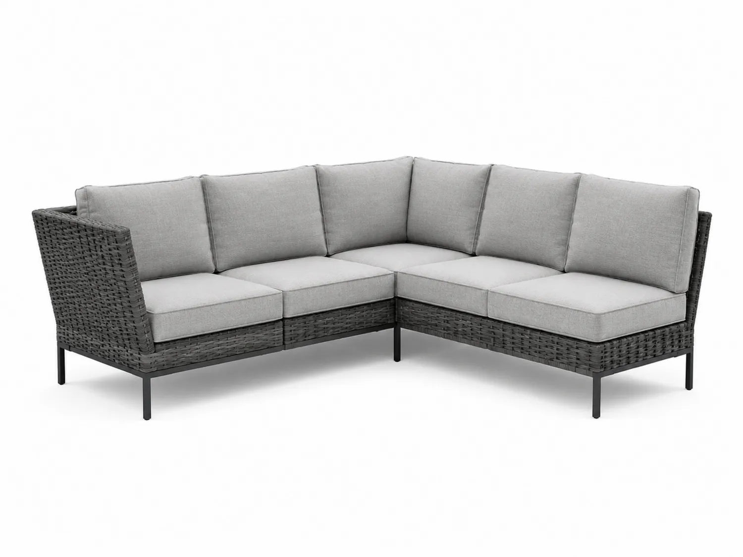 Outdoor-Ecksofa mit Rattanrahmen, Grau