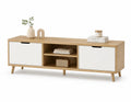 TV-Schrank Eiche/Weiß mit Eiche-MDF Fronten