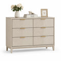 Kommode mit 6 Schubladen aus MDF, Beige mit goldenen Griffen