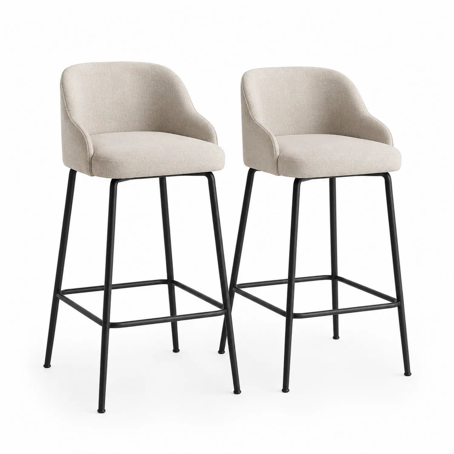 Barhocker Set mit Polyestergewebe und Metallgestell, Beige