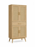 Schrank aus Eichenholz und Rattan 180cm
