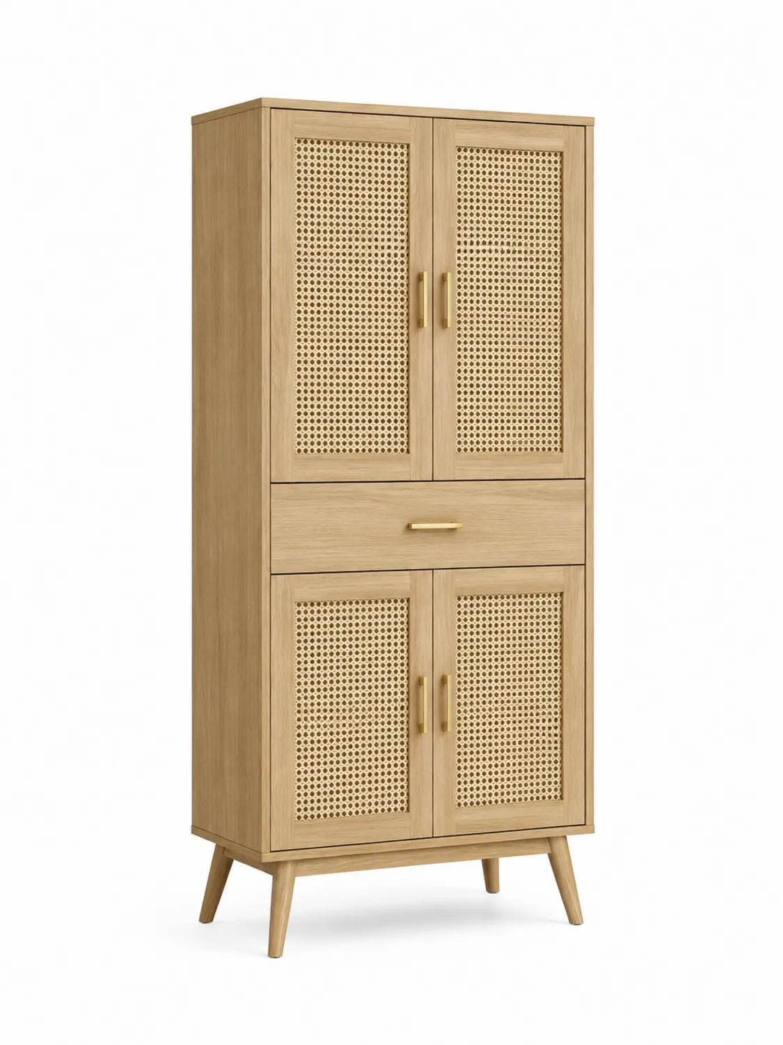 Schrank aus Eichenholz und Rattan 180cm