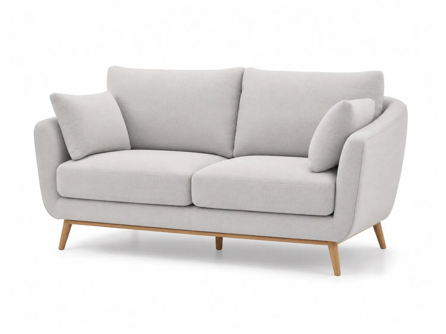 Zweisitzer Sofa Stoff Hellgrau mit Holzbeinen