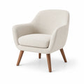 Stoffarmlehnsessel mit Holzbeinen in Beige