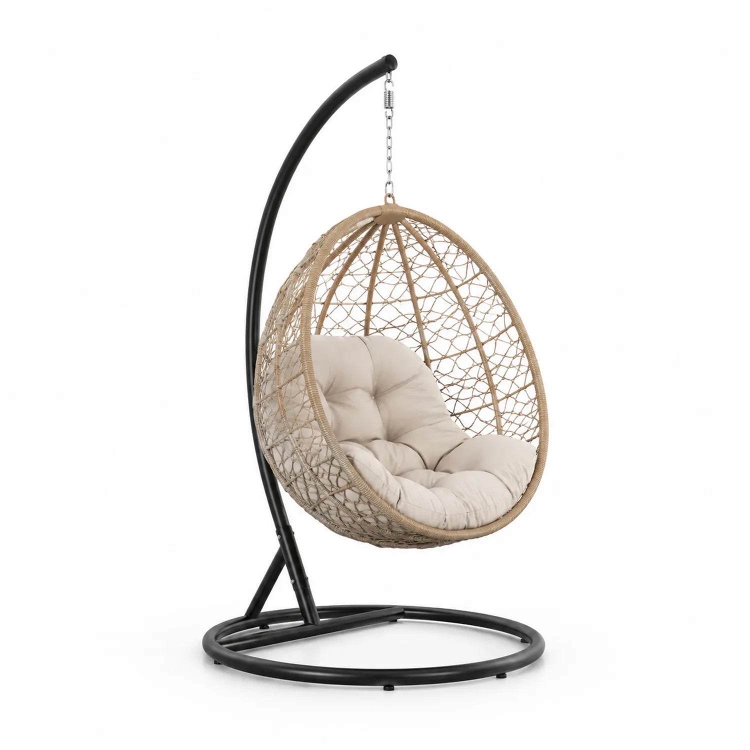 Rattan Hängesessel mit Kissen Beige