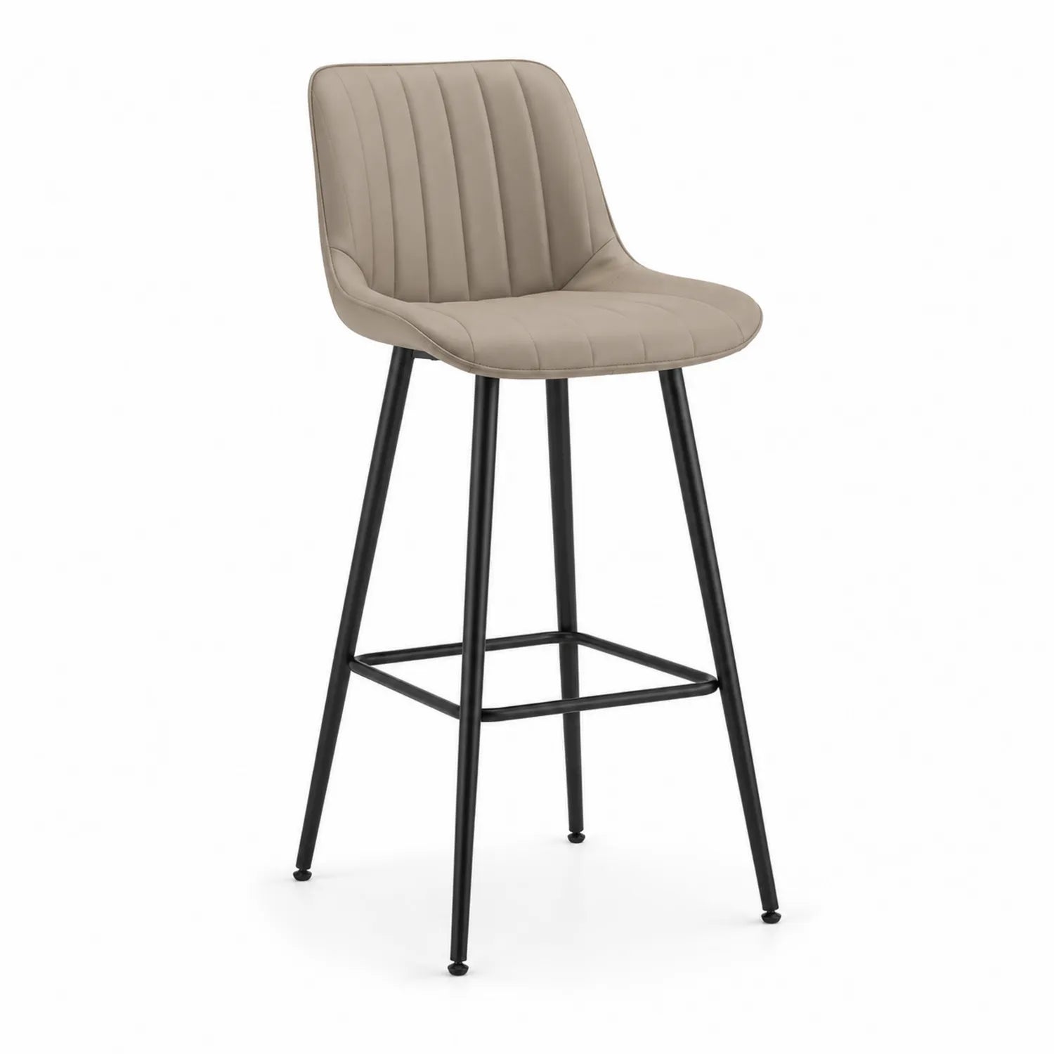 Barhocker Kunstleder Beige mit Metallgestell 108 cm