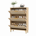 Schuhschrank mit Kippfächern Holz 3 Ebenen Eiche 120cm Natur