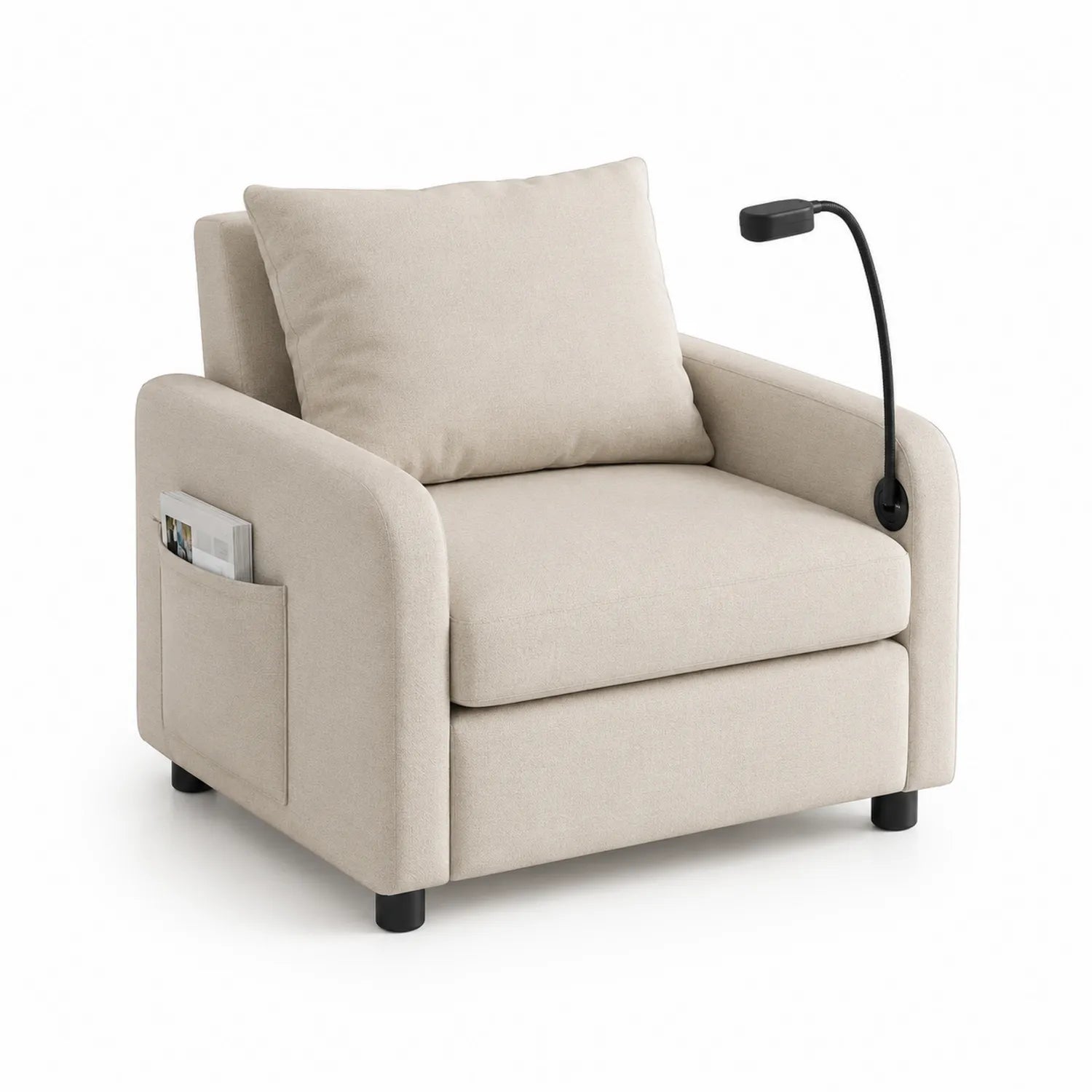 Lesesessel mit Leseleuchte und Aufbewahrungstasche Polyester Beige
