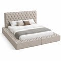 Polsterbett King Size mit Knopfheftung Beige Kunstleder