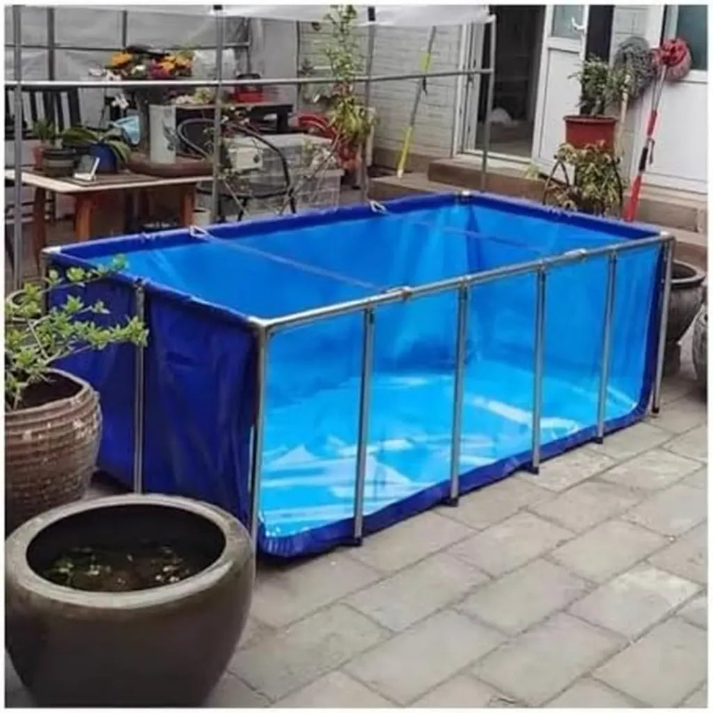Transparenter Fischteich mit stabilem PVC-Tank und Stahlrahmen, inkl. Ablaufventil, tragbares Design für Garten und Außenbereich