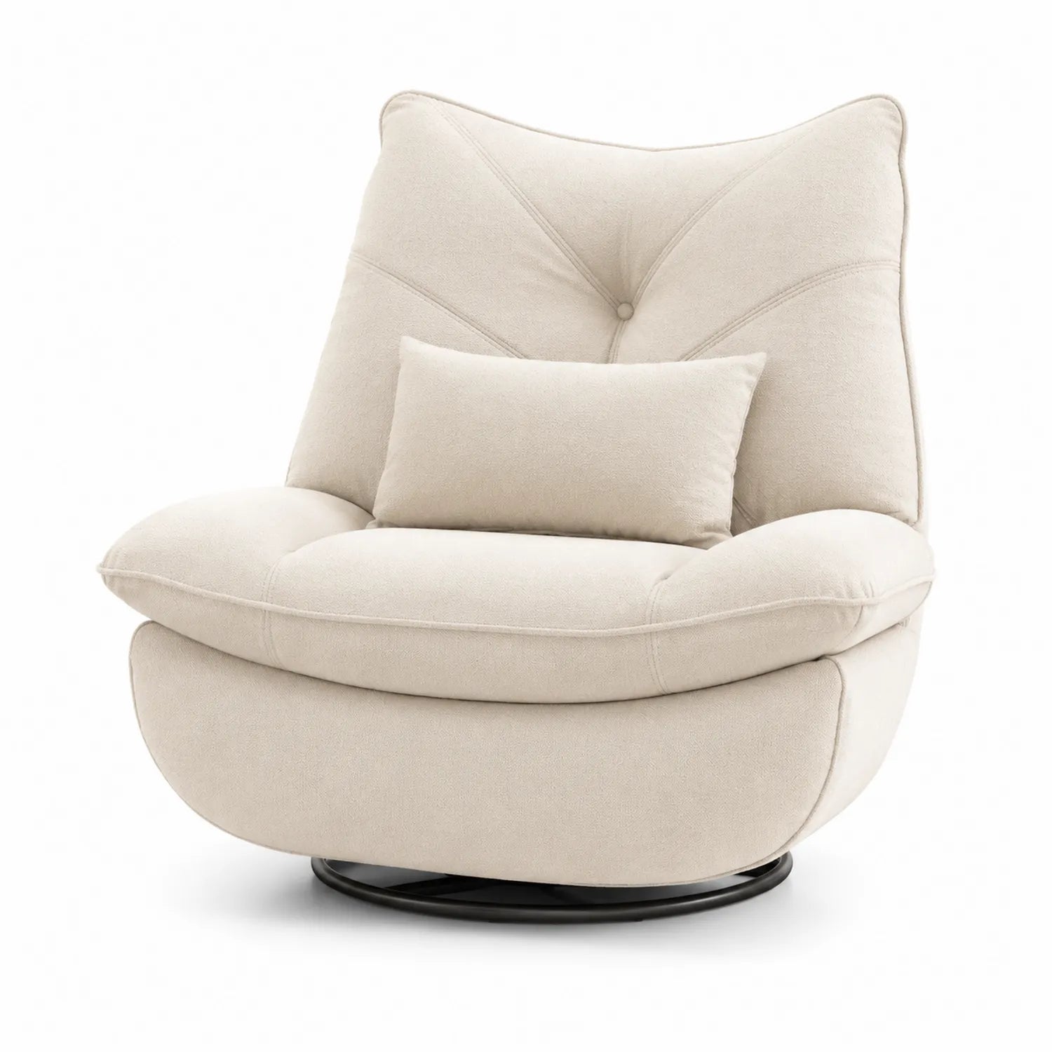Drehsessel mit Stoffbezug Beige und Kissen