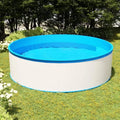Runder Stahlrahmen-Pool 350x90 cm Weiß für Garten
