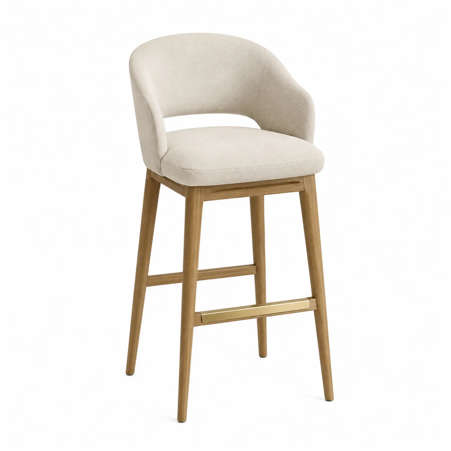 Barhocker aus Eschenholz und Polyester Beige 105cm