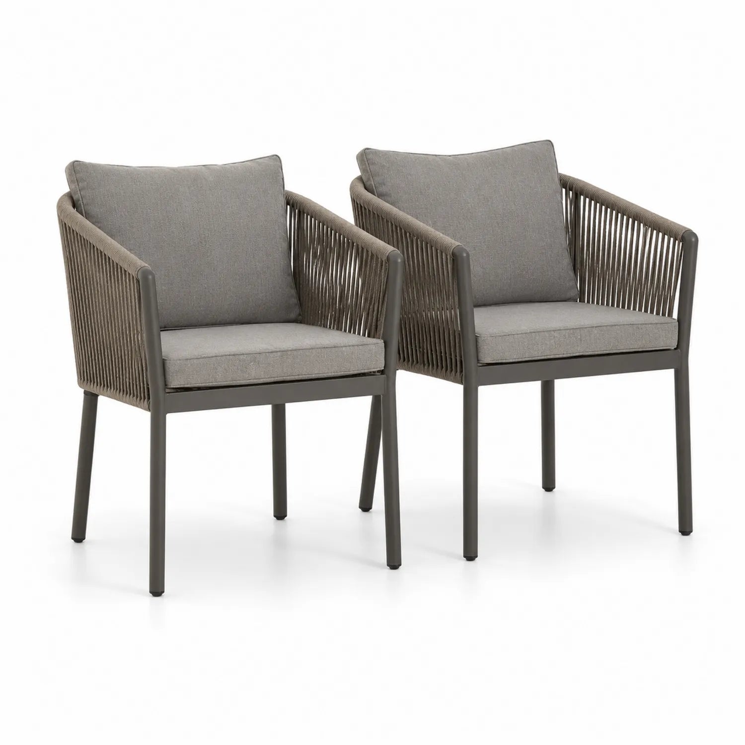 2-teiliges Set Gartenstühle Aluminium Polypropylen Taupe