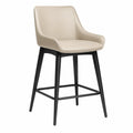Barhocker Kunstleder Beige mit Rückenlehne 100 cm Metallgestell
