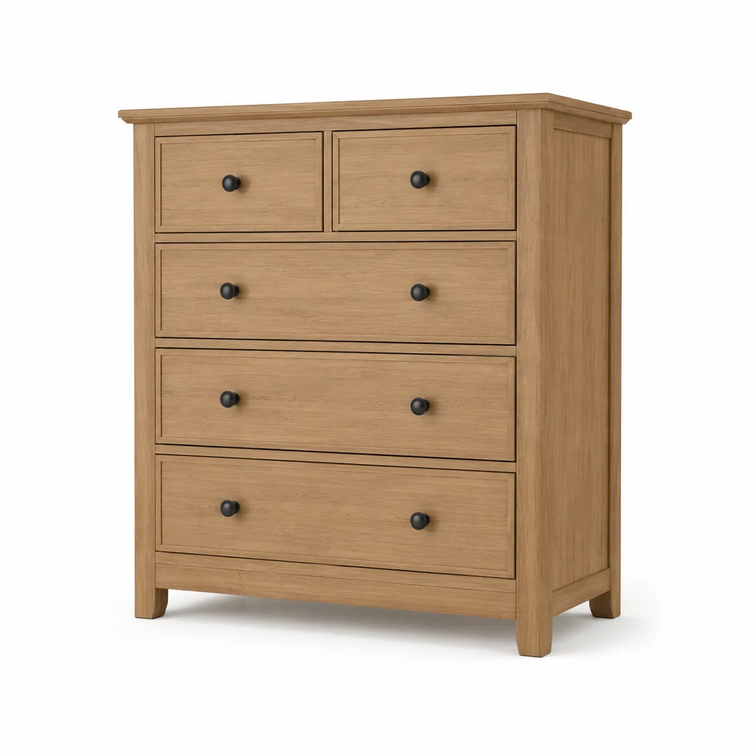 Kommode mit 5 Schubladen aus Eichenholz 100x40x120cm Braun