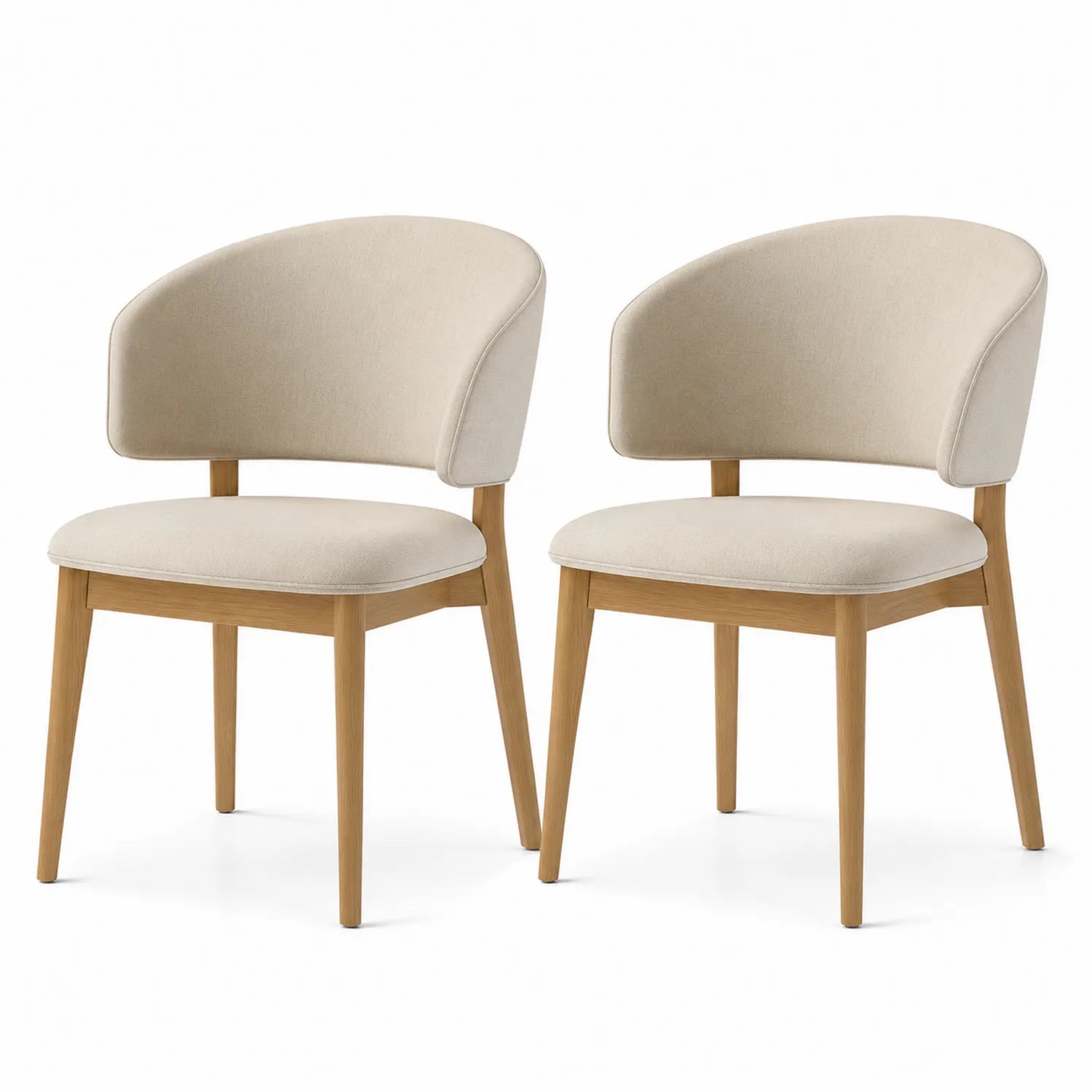 2er-Set Esszimmerstühle Halbrund Beige Holzgestell