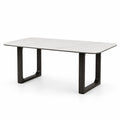 Esstisch rechteckig 180x90 cm Keramikplatte Metallbeine Weiß/Schwarz
