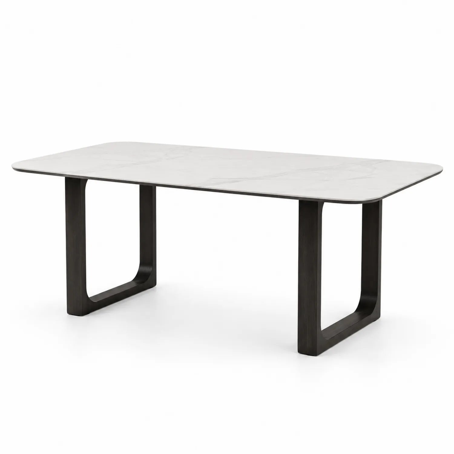 Esstisch rechteckig 180x90 cm Keramikplatte Metallbeine Weiß/Schwarz