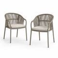 2er Set Outdoor-Stühle Aluminium Seil Beige