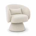 Runder Polsterstuhl Bouclé Stoff Creme 75cm