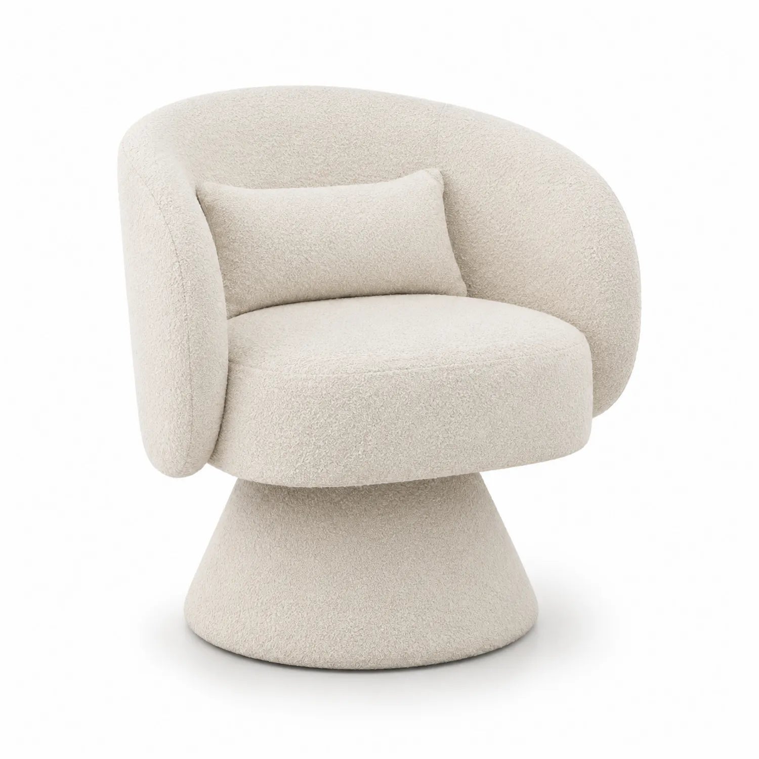 Runder Polsterstuhl Bouclé Stoff Creme 75cm
