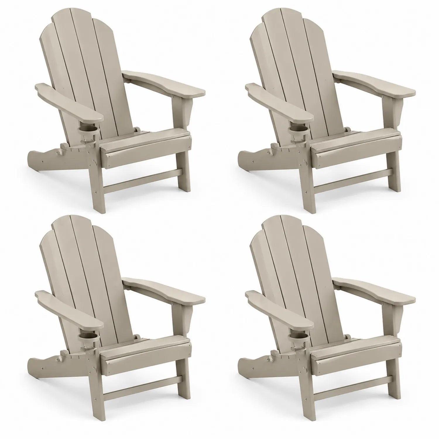 4er Set Adirondack Stühle aus Polyethylen Beige