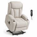 Elektrischer Massagesessel aus Polyesterstoff Beige mit Hebefunktion