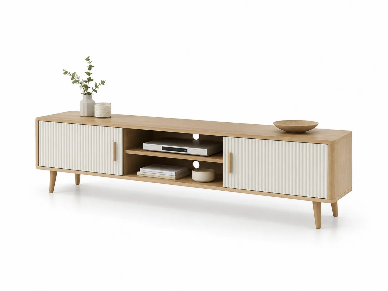 TV-Möbel aus Holz mit Türen und Regalen 200cm