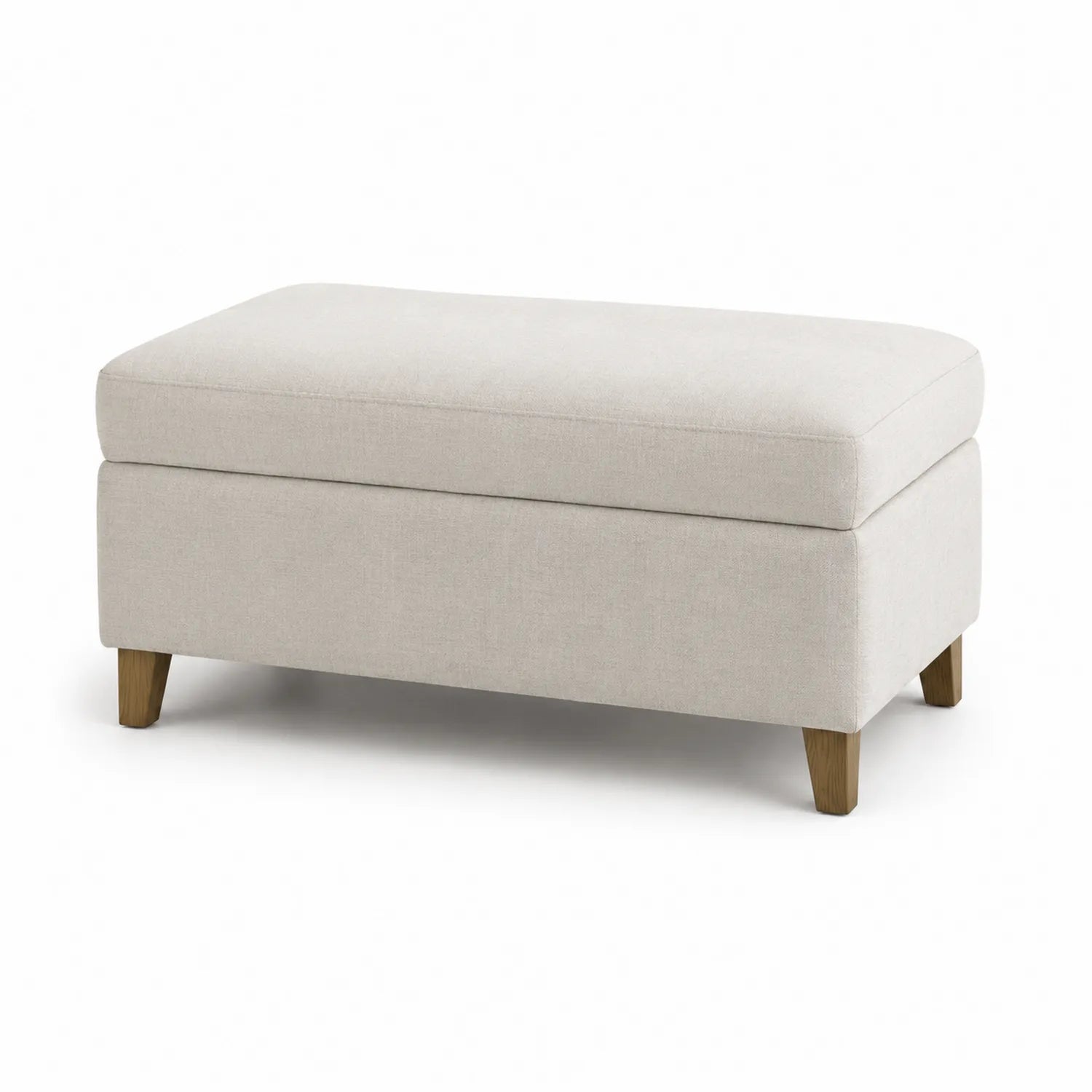 Rechteckiger Hocker aus Leinenstoff Beige