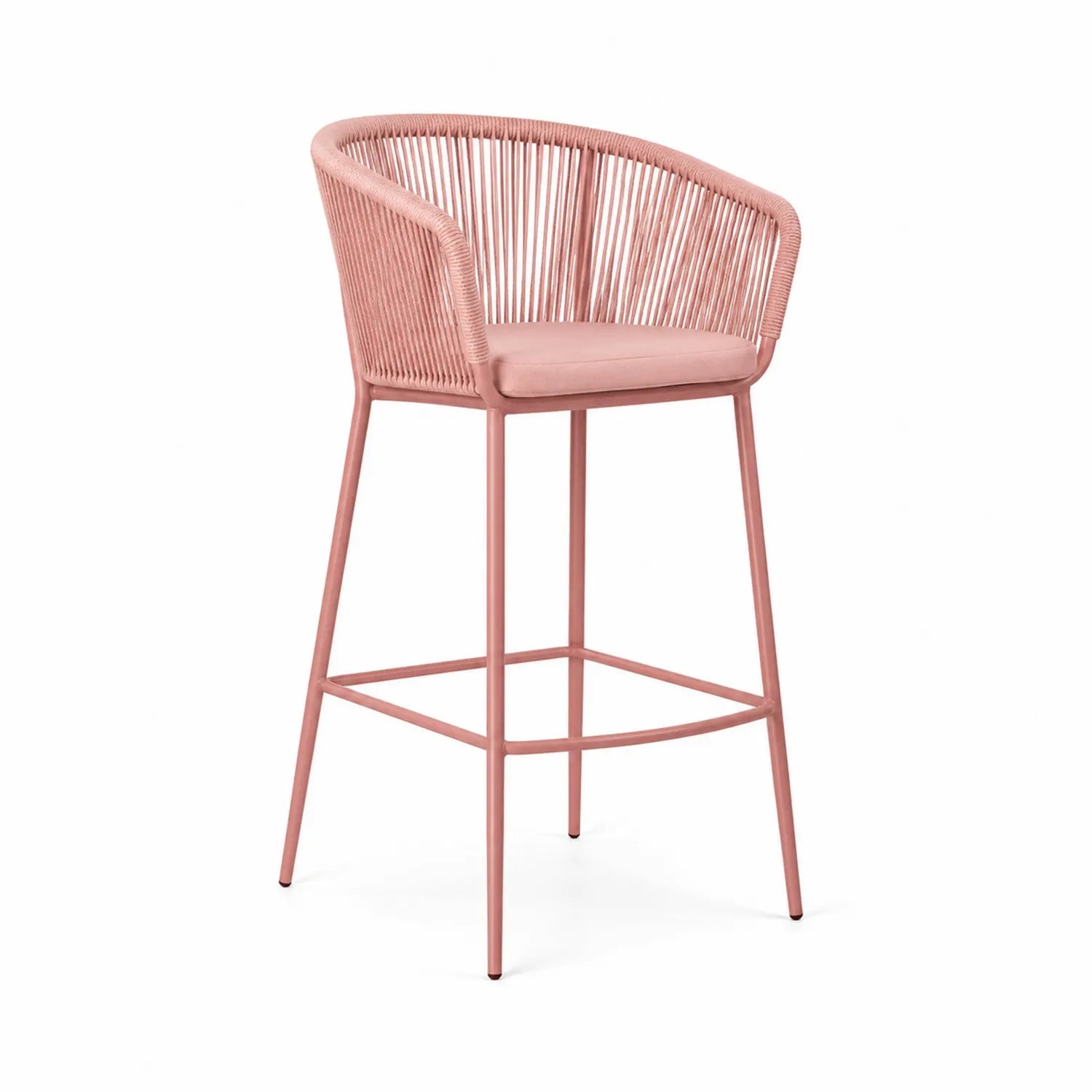 Barhocker Metall Polypropylenseil Rosa