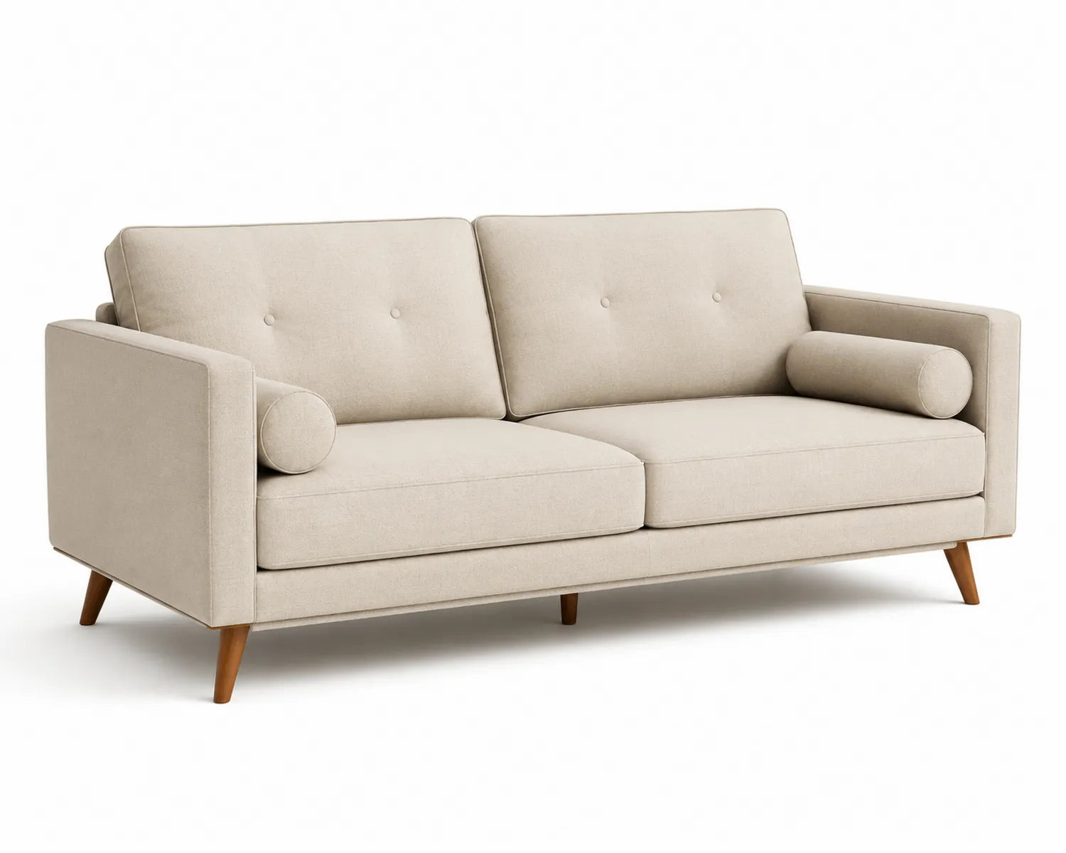 2-Sitzer Sofa Polyester Holzbeine Beige