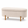 Rechteckige Sitzbank mit Stauraum Stoff Beige