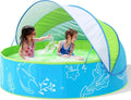 Hikiddy Pop-Up Planschbecken mit Sonnenschutz für Strand und Garten, 120 cm Grün-Blau