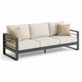 Outdoor-Sofa 3-Sitzer Aluminium Akazienholz Cremeweiß