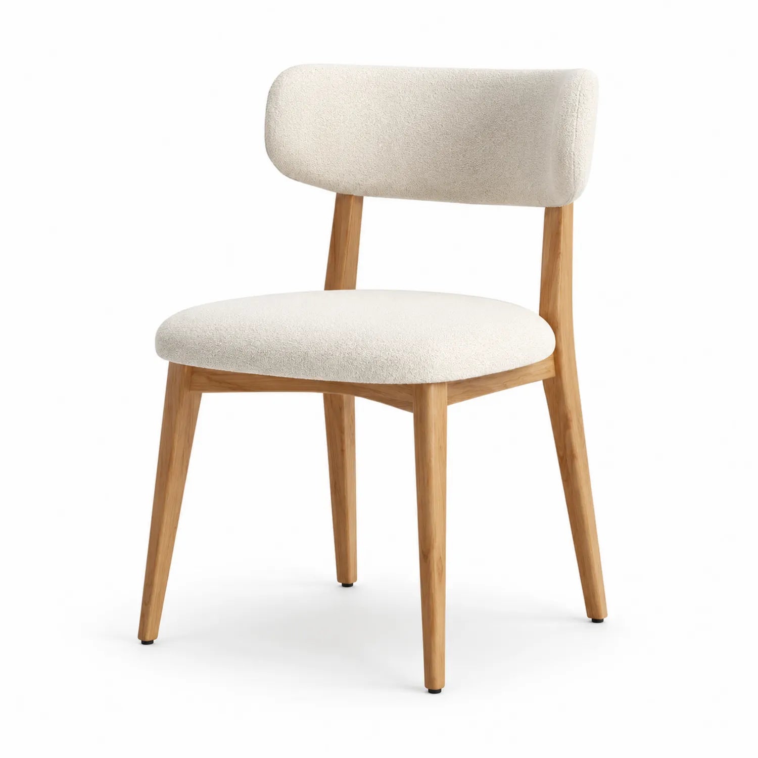 Esszimmerstuhl Holzrahmen Bouclé-Bezug Beige 80cm