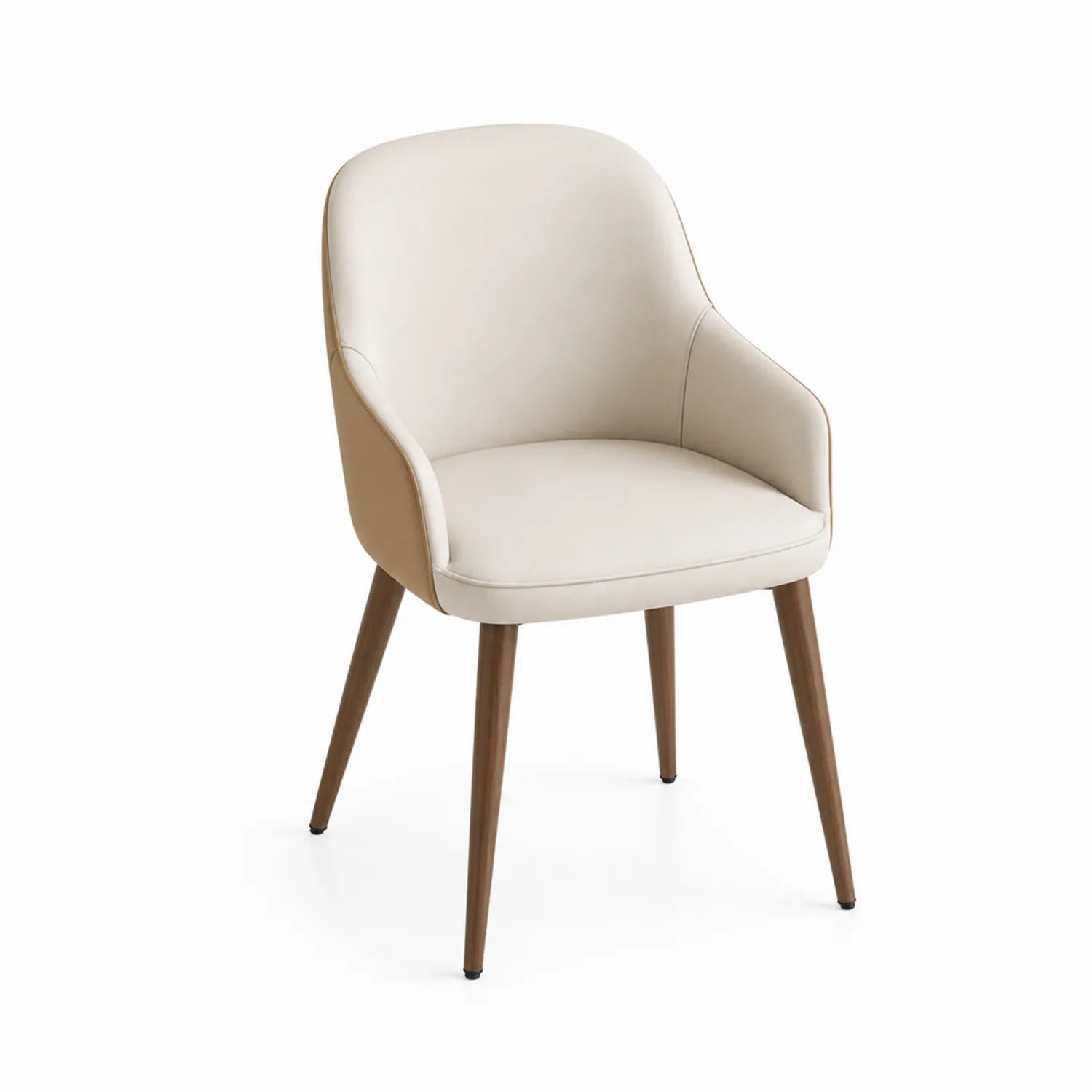 Esszimmerstuhl aus Holz und PU-Leder Beige