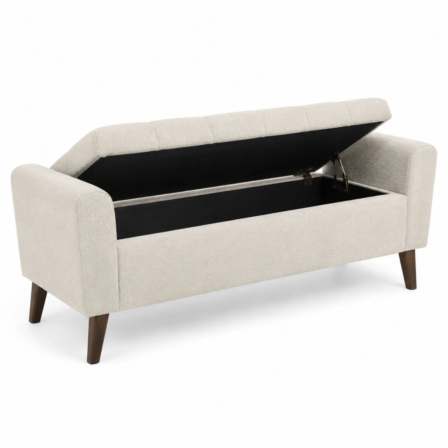 Sitzbank mit Stauraum aus Leinen Beige
