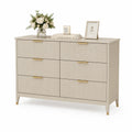 Kommode 6 Schubladen Holz mit Metallgriffen Beige