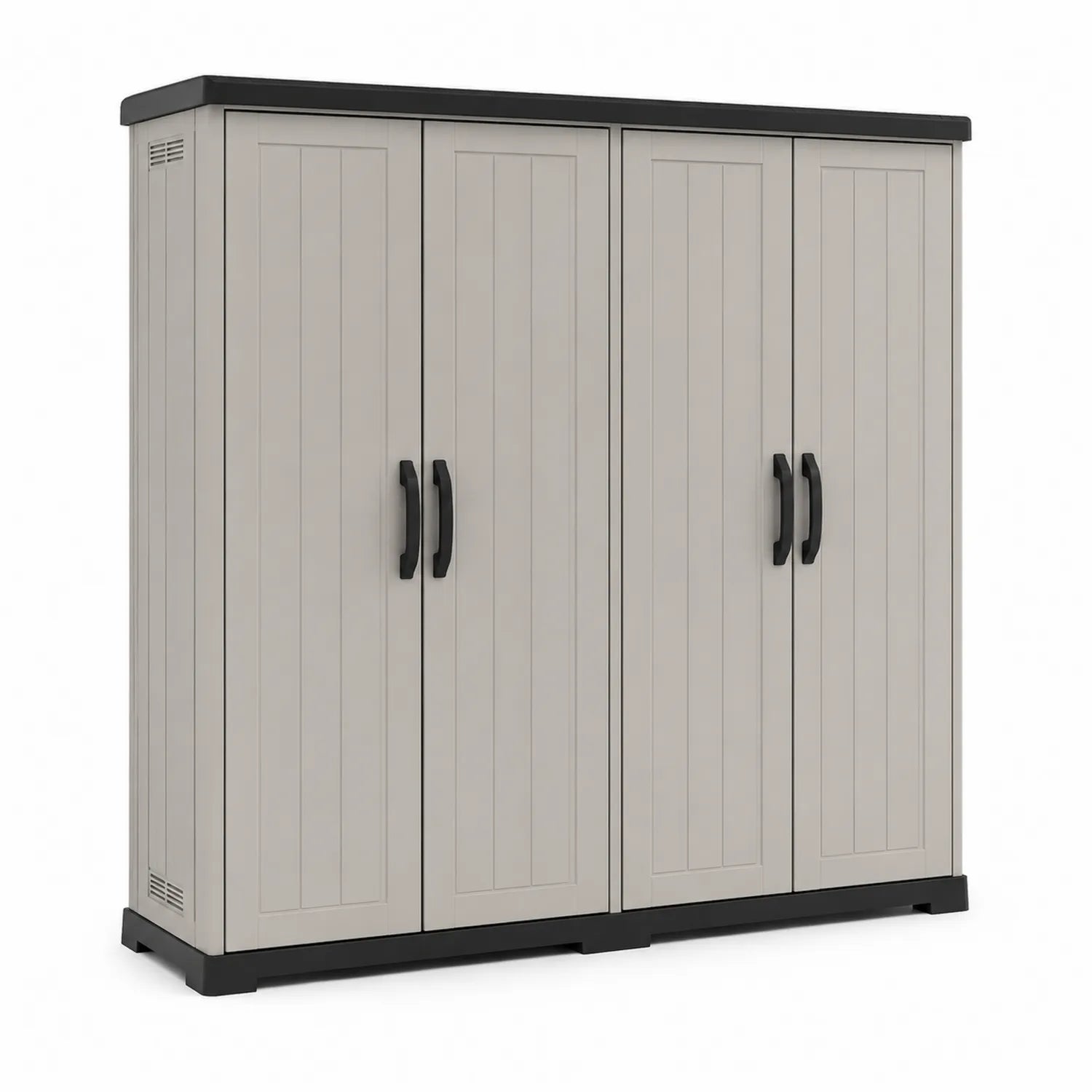 Kunststoffschrank mit 4 Türen Beige/Schwarz 182x180x45 cm