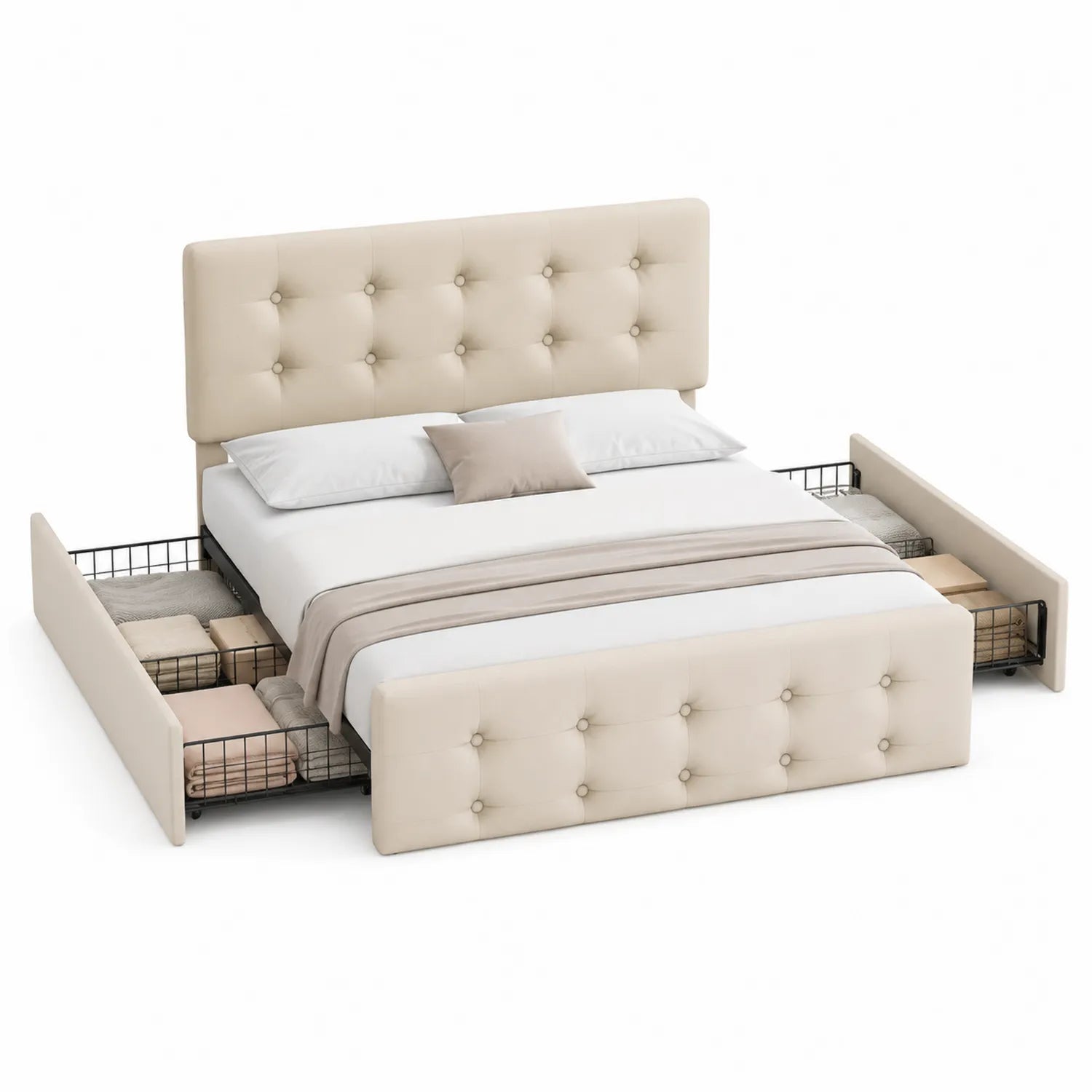 Polsterbett mit Stauraum 200x160 cm Beige