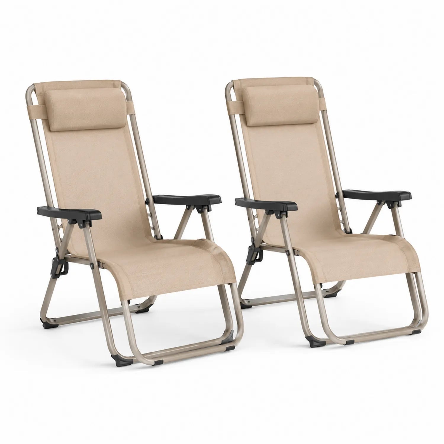 2-tlg. Klappstuhl-Set Aluminium Textilene Beige