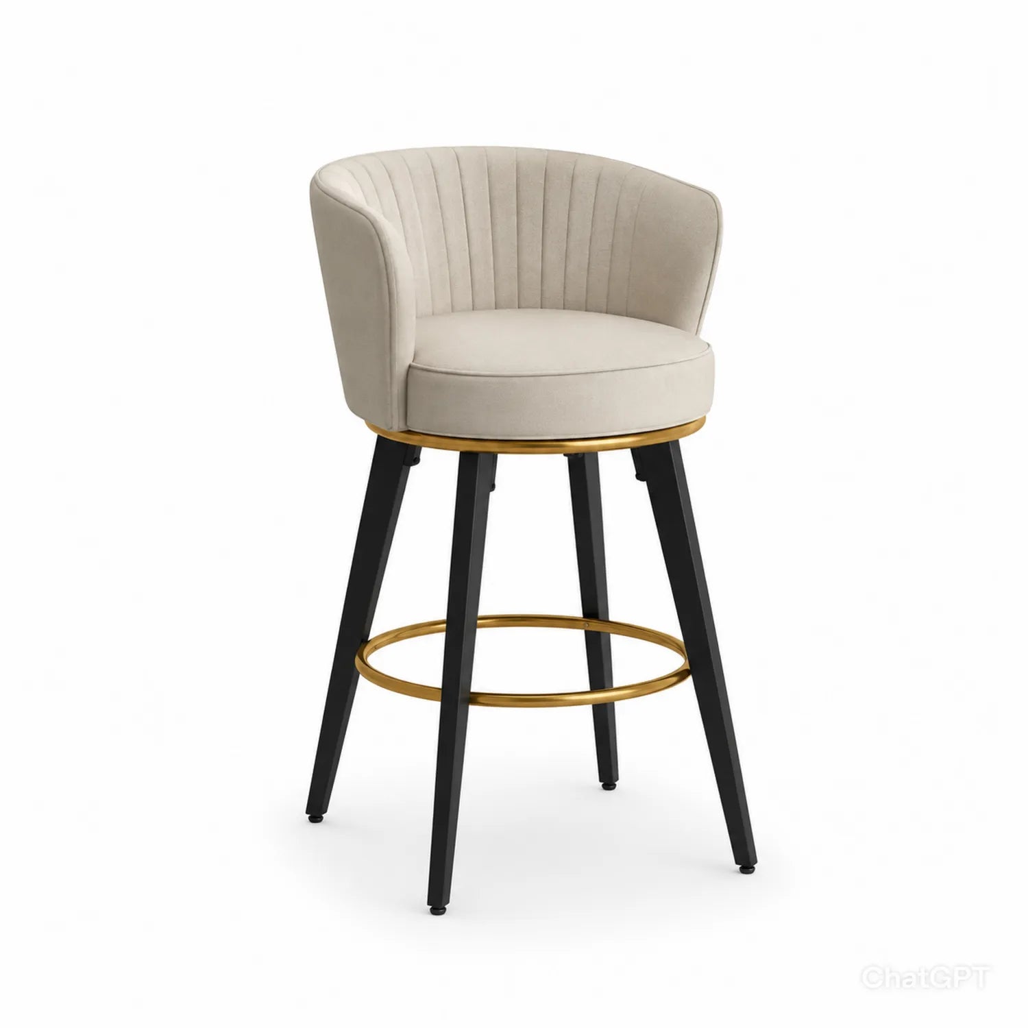 Barhocker Veloursstahl Beige/Schwarz/Gold