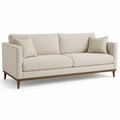 3-Sitzer Sofa Beige Stoff Eichenholz